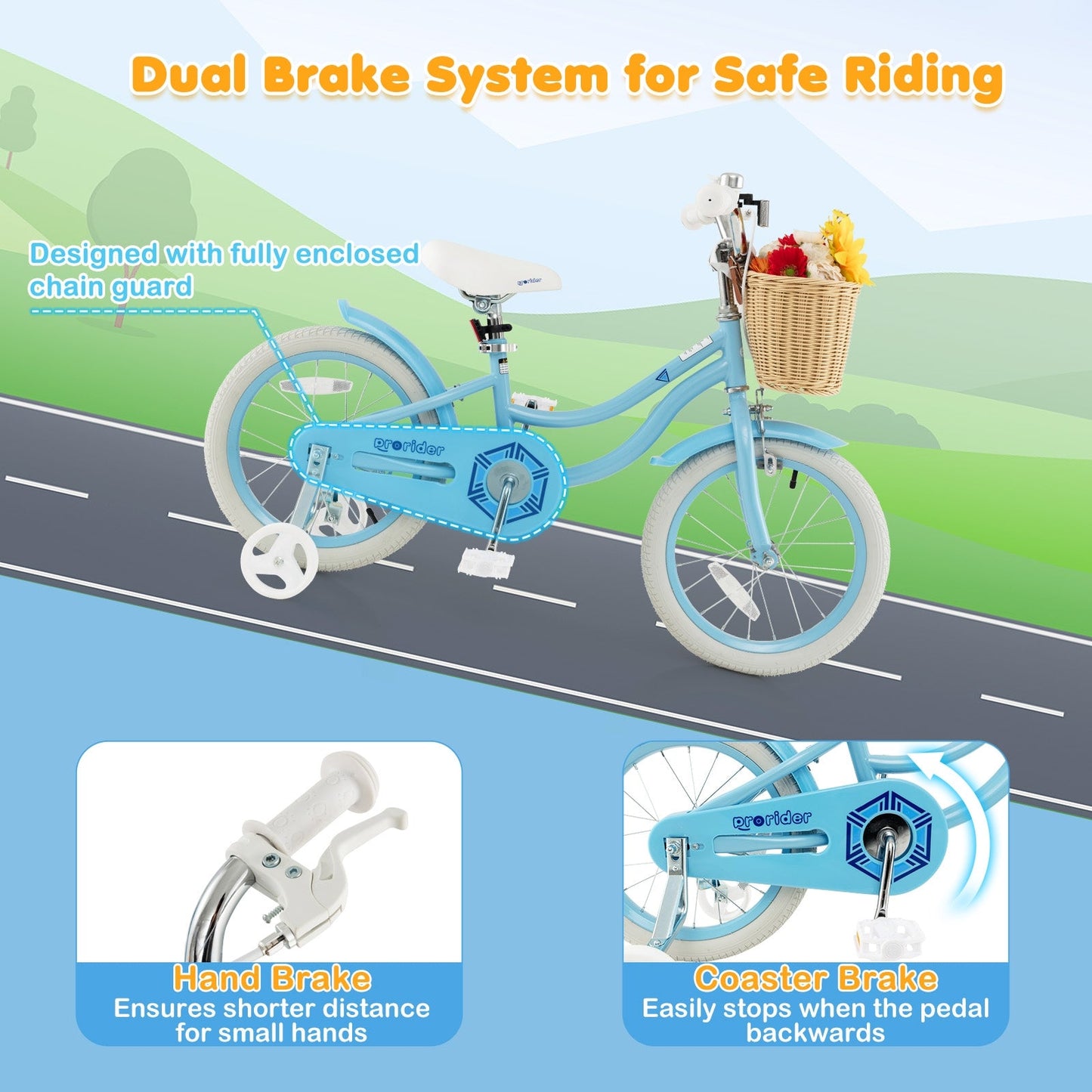 16-Inch Kids Bike with Training Wheels and Adjustable Handlebar Seat-Blue (Copy)