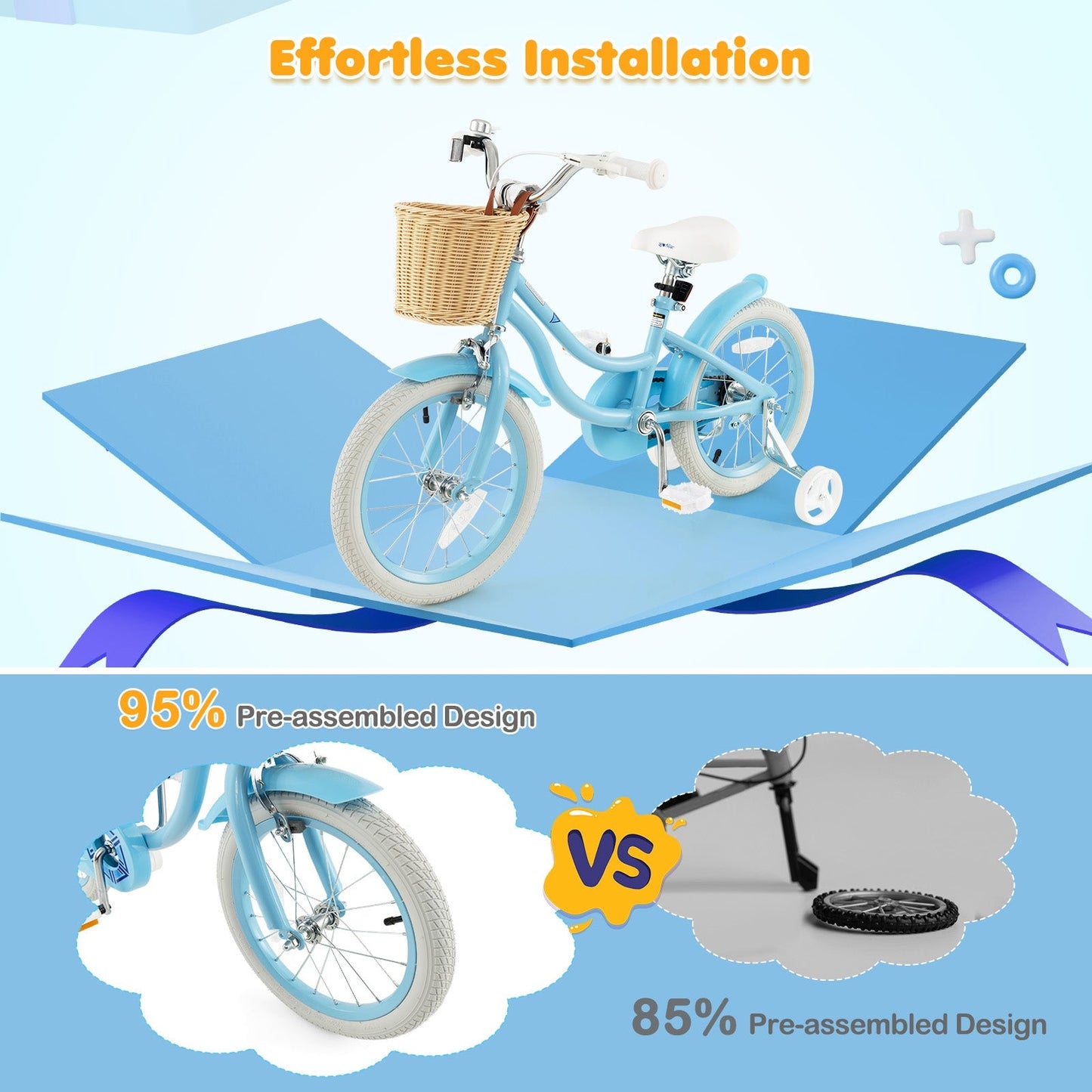 16-Inch Kids Bike with Training Wheels and Adjustable Handlebar Seat-Blue (Copy)