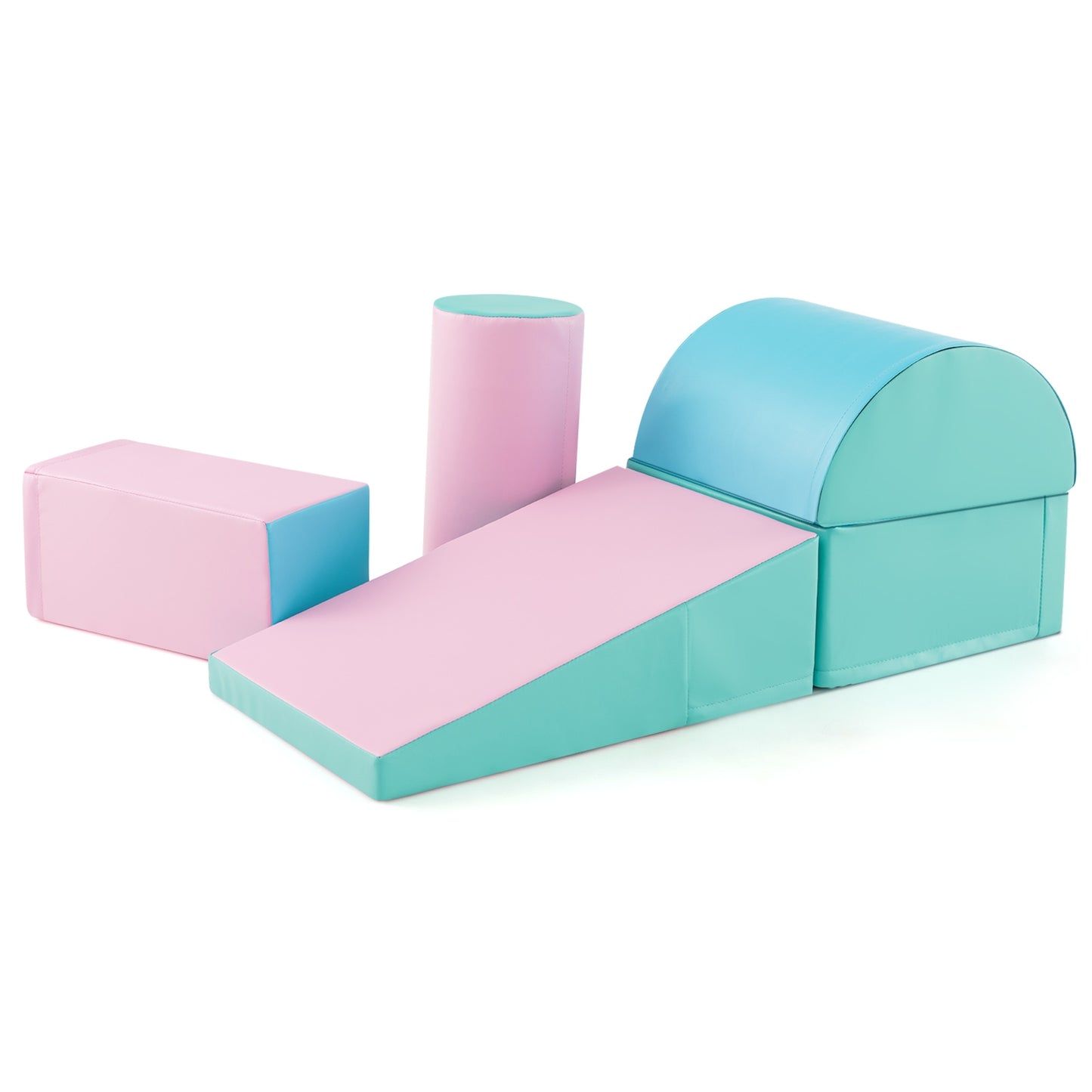 5-Piece Kids Climb and Crawl Activity Playset-Green/blue/pink
