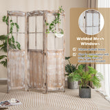 3 panels - 6 Feet Folding Privacy Screen-Coffee