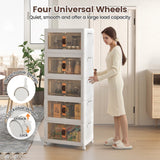 Stackable Storage Bins with Lockable Wheels-5 Pack, Fully Assembled