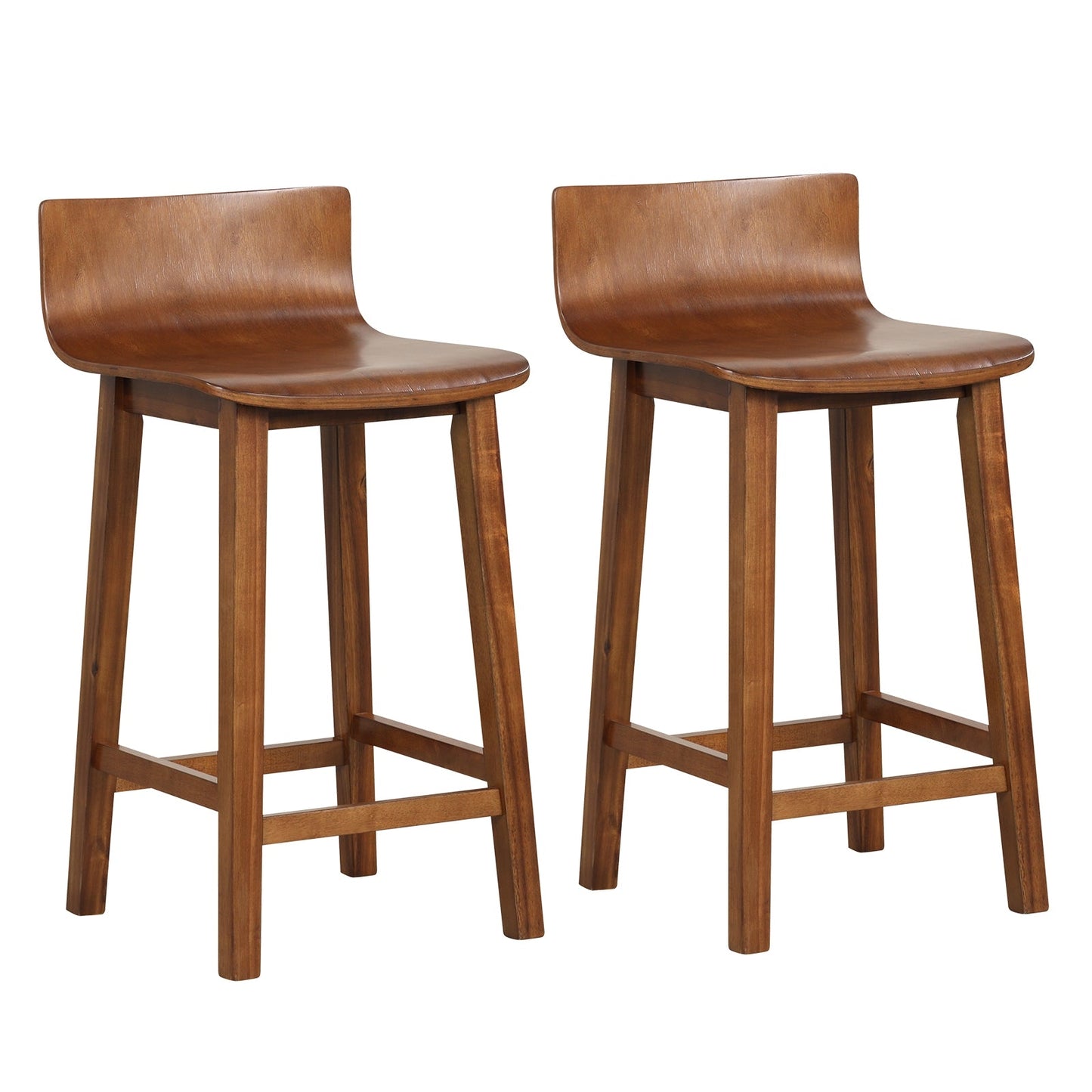 24.5``Wood Bar Stools Set of 2 with Solid Back and Sea, Assembled