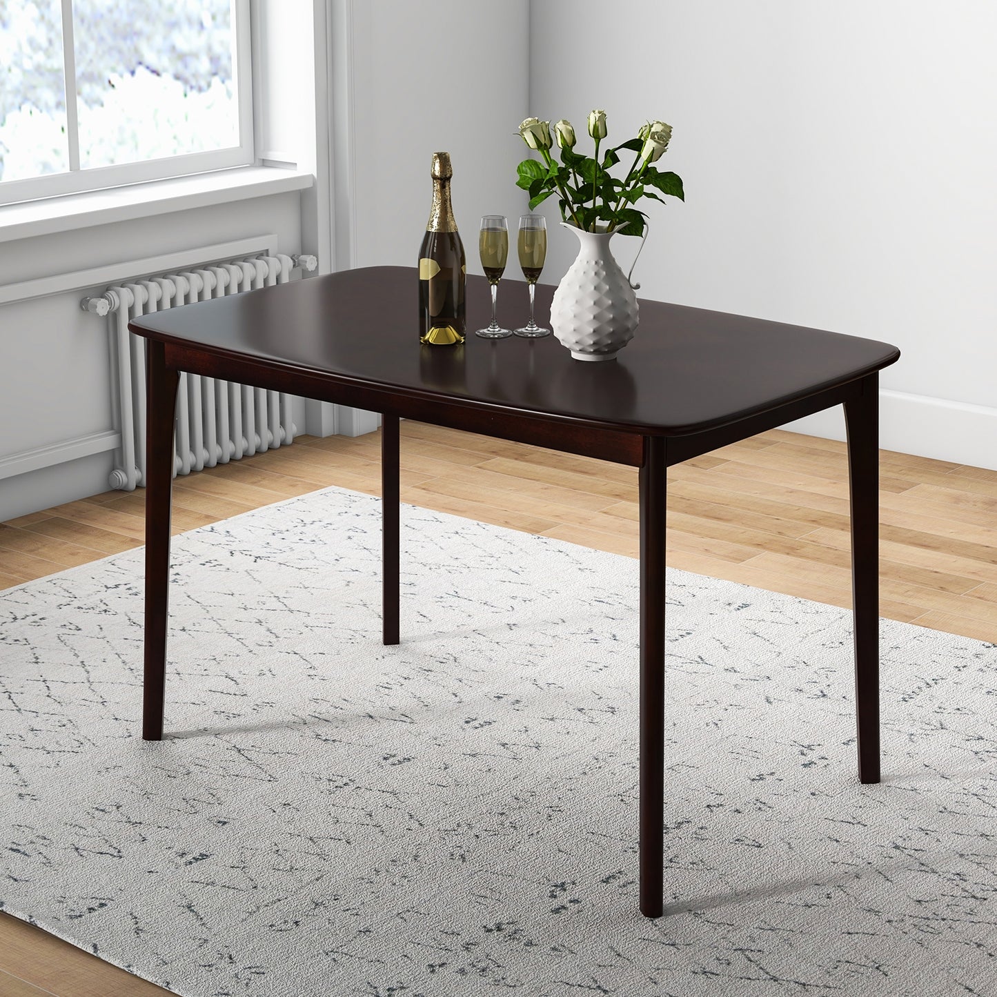 48 Inch Solid Wood Dining Table with Rubber Wood Supporting Legs - Espresso
