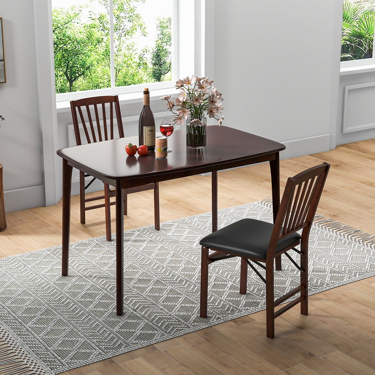 48 Inch Solid Wood Dining Table with Rubber Wood Supporting Legs - Espresso