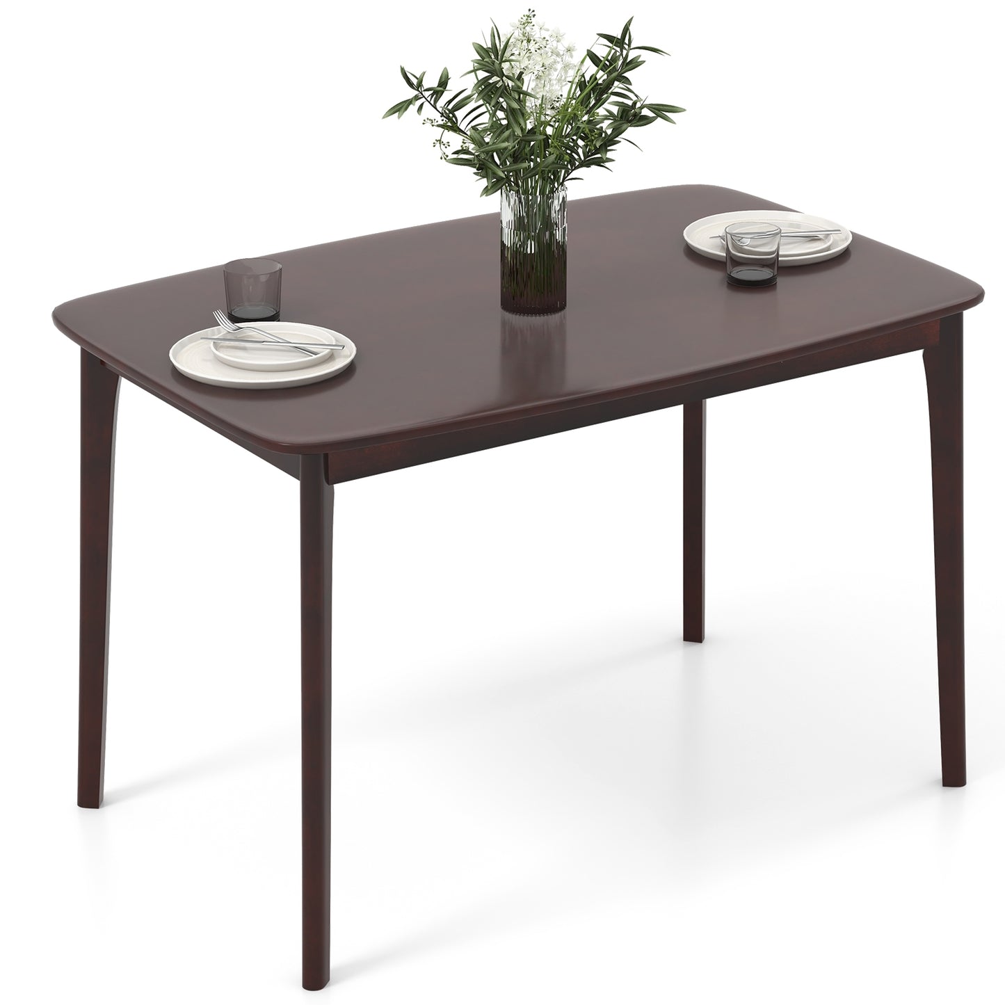 48 Inch Solid Wood Dining Table with Rubber Wood Supporting Legs - Espresso