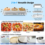 2 in 1 Electric Buffet Server, Warming Tray with Temperature Control