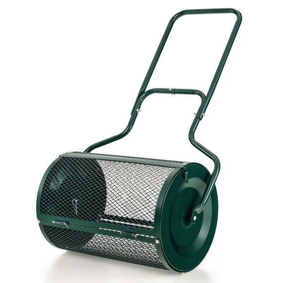 24” Peat Moss Spreader with Upgrade Side Latches and U-shape Handle-Green, 1 box, unassembled