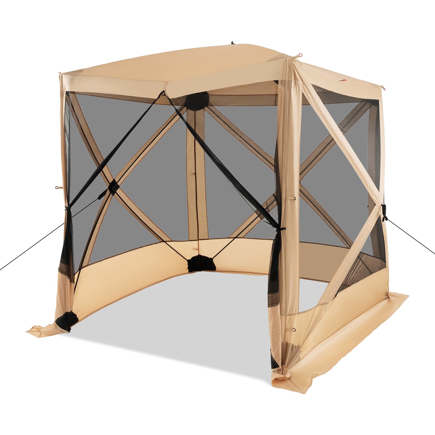 6.7 x 6.7 Feet Pop Up Gazebo with Netting and Carry Bag-Coffee (Customer Return)
