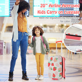 20 Inch Kids Rolling Luggage Foldable Hardshell Carry-on Suitcase on Wheels-Pink