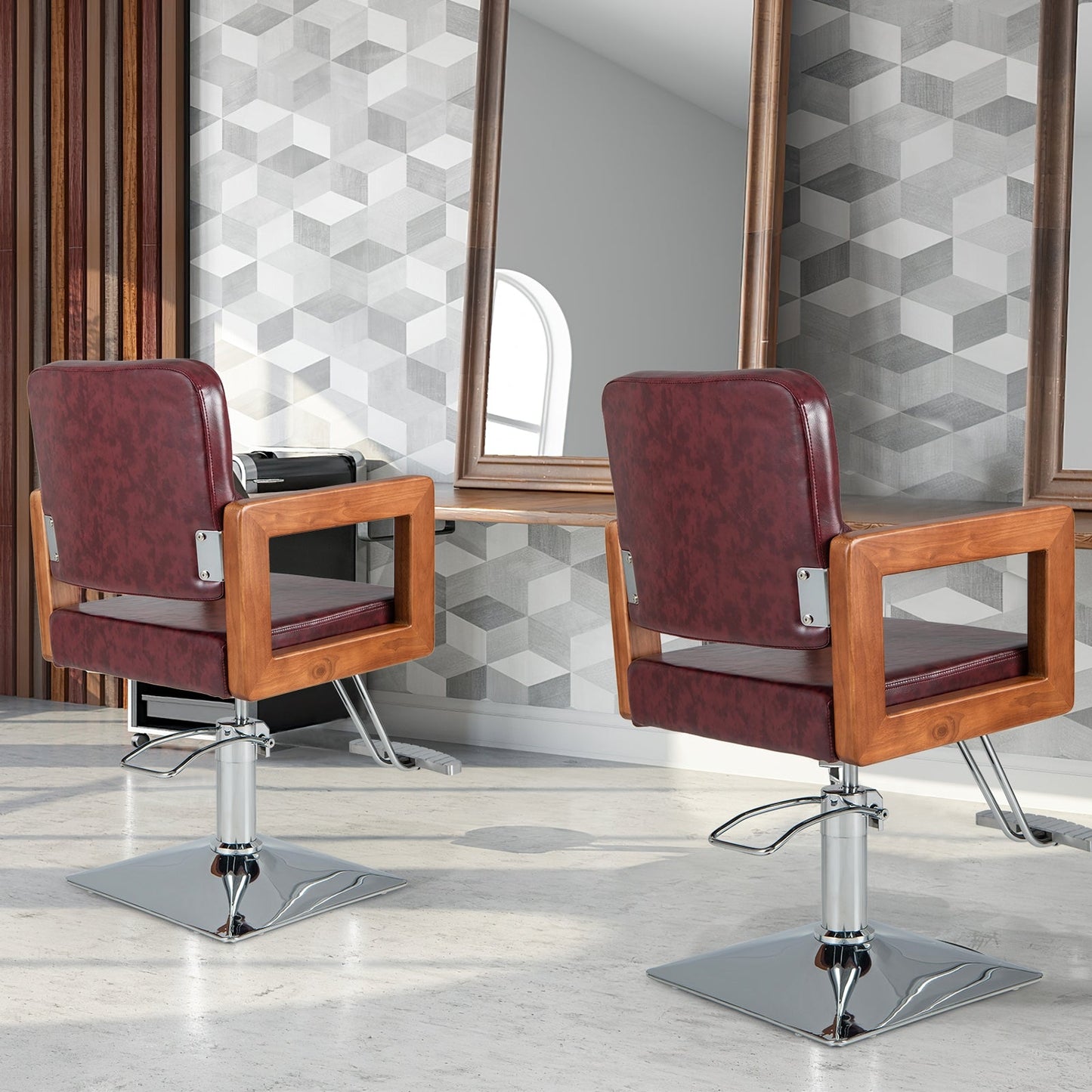 Hydraulic Barber Salon Chair -Red (assembled) Scratch & Dent