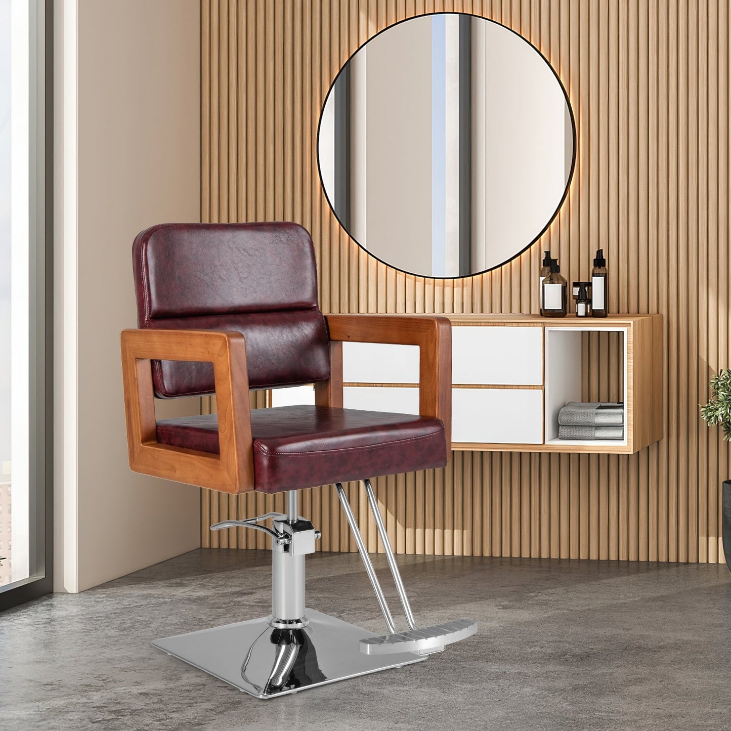 Hydraulic Barber Salon Chair -Red (assembled) Scratch & Dent