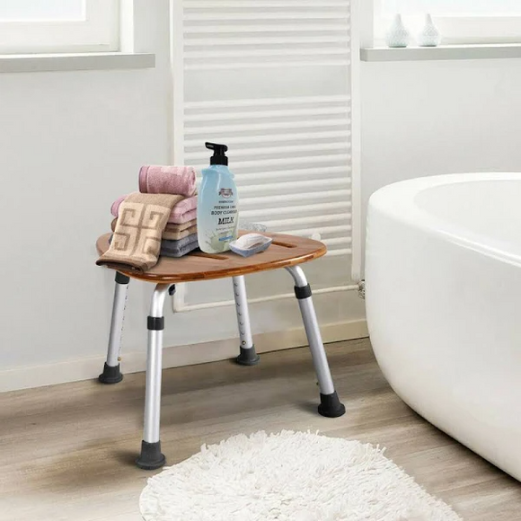 Fanshaped Bamboo Bath Seat Shower Chair