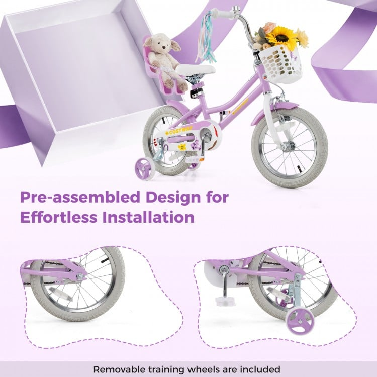 SPECIAL, 14`` Bicycle with Training Wheels and Basket for Boys and Girls Age 3-9 Years, assembled