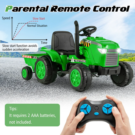 12v Battery Powered Electric Tractor With Trailer (Max 66 lbs) Fully Assembled