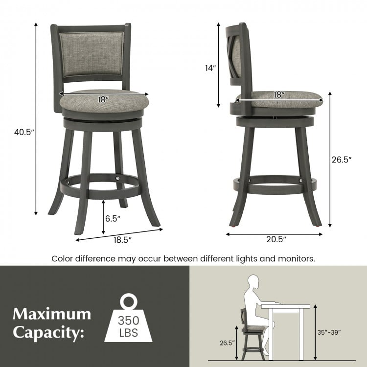 2 Piece Set, Swivel Bar Stools, Fully Assembled, Scratch & Dent, Grey, please see image
