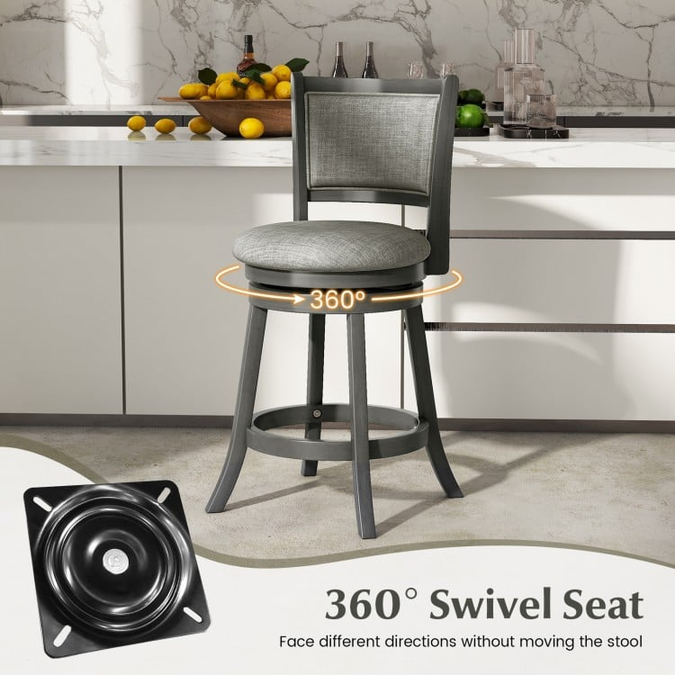 2 Piece Set, Swivel Bar Stools, Fully Assembled, Scratch & Dent, Grey, please see image