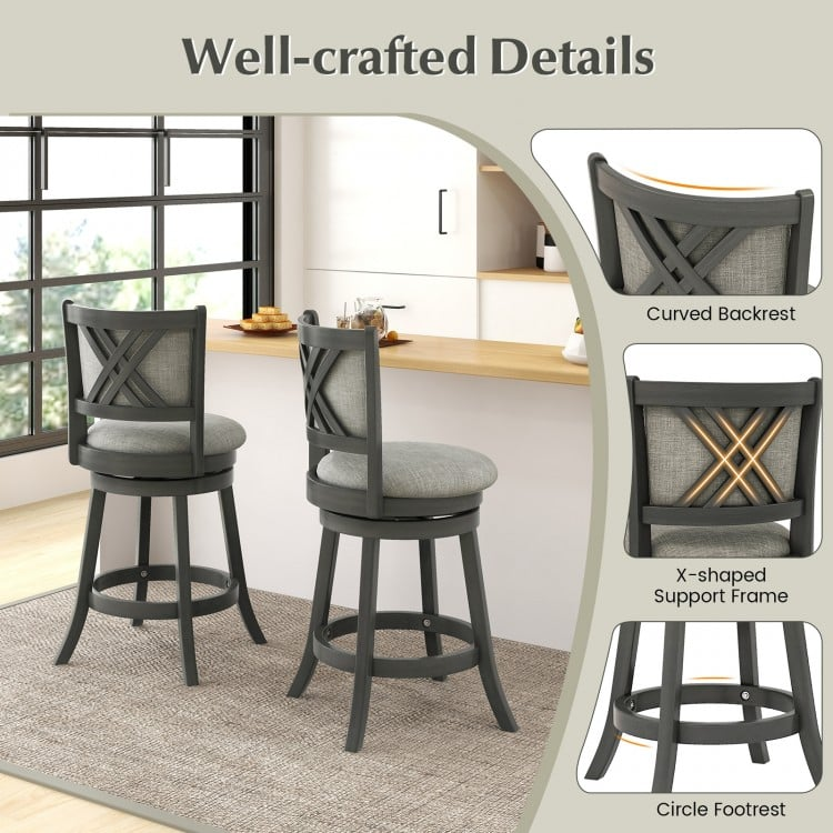2 Piece Set, Swivel Bar Stools, Fully Assembled, Scratch & Dent, Grey, please see image