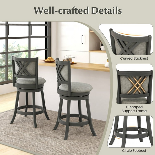 2 Piece Set, Swivel Bar Stools, Fully Assembled, Scratch & Dent, Grey, please see image