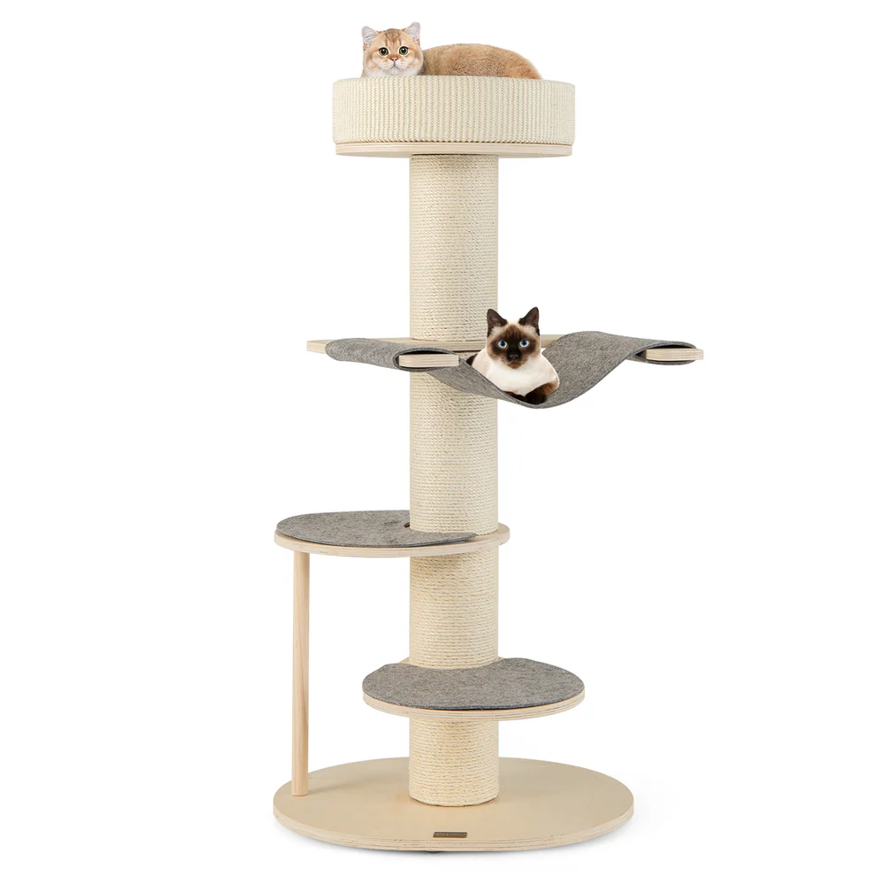 47 Inch Cat Tree for Indoor Cats with Thickened Sisal Scratching Posts-Grey, fully assembled