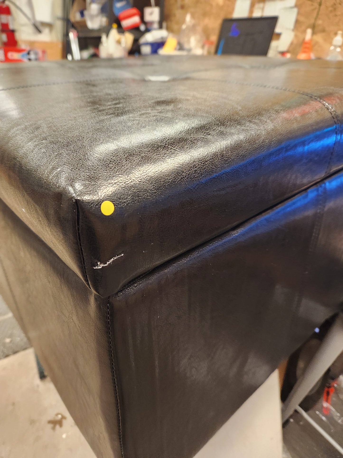 Amariyah Faux Leather Square Storage Ottoman (Scratch and Dent)