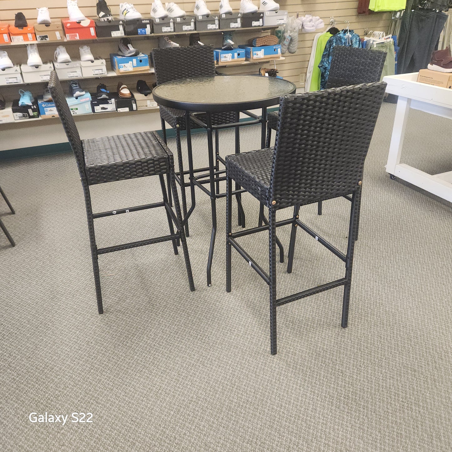5 Pieces Outdoor Rattan Bistro Bar Stool Table Set