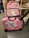 2 Pieces 18 Inch Ride-on Kids Luggage Set with Spinner Wheels-Pink