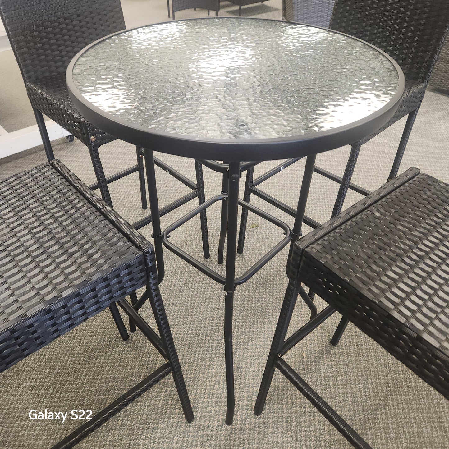 5 Pieces Outdoor Rattan Bistro Bar Stool Table Set