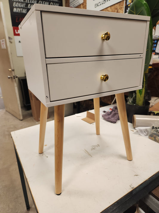 Wooden Nightstand with 2 Storage Drawers- See instore Pic for Color (Scratch and Dent)