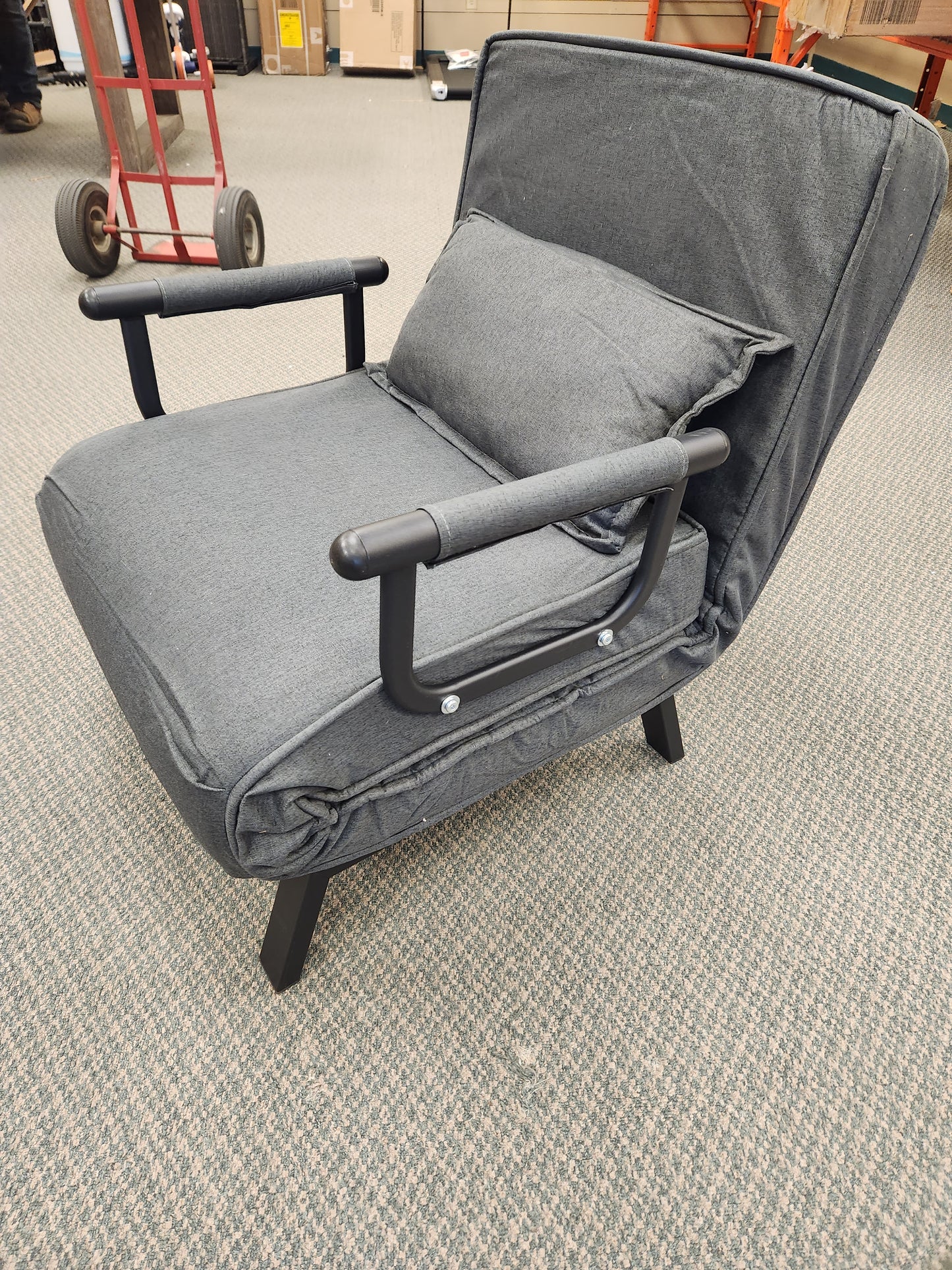 Folding 6 Position Convertible Sleeper Bed Armchair Lounge Couch with Pillow-Gray/ Black Legs