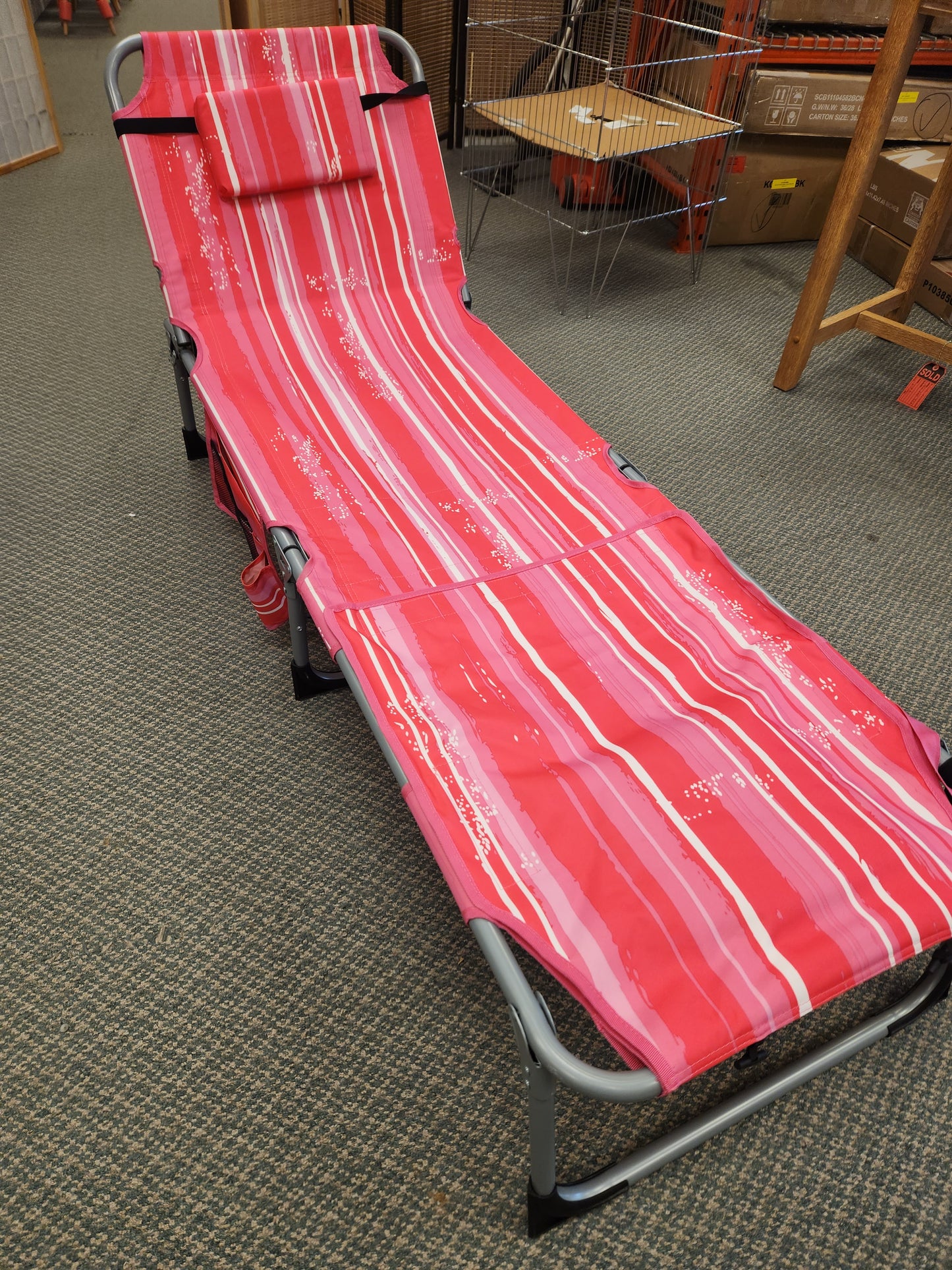 5-position Outdoor Folding Chaise Lounge Chair- OURS IS PINK