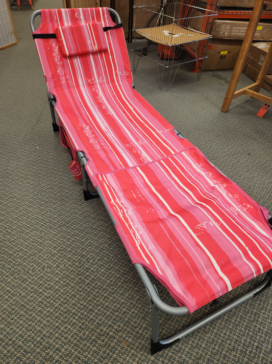 5-position Outdoor Folding Chaise Lounge Chair- OURS IS PINK
