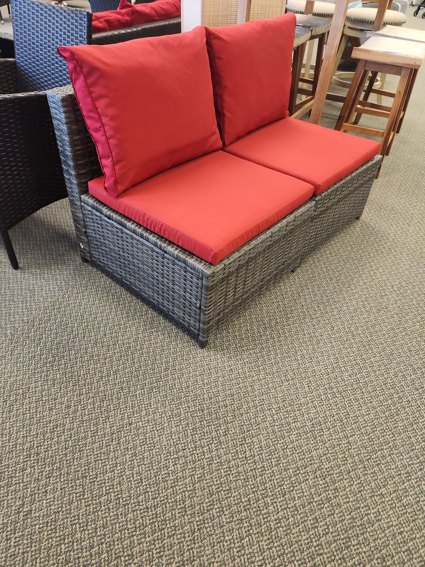 SPECIAL - 2Pcs Patio Rattan Furniture Set, Cushioned -Red (Fully Assembled)