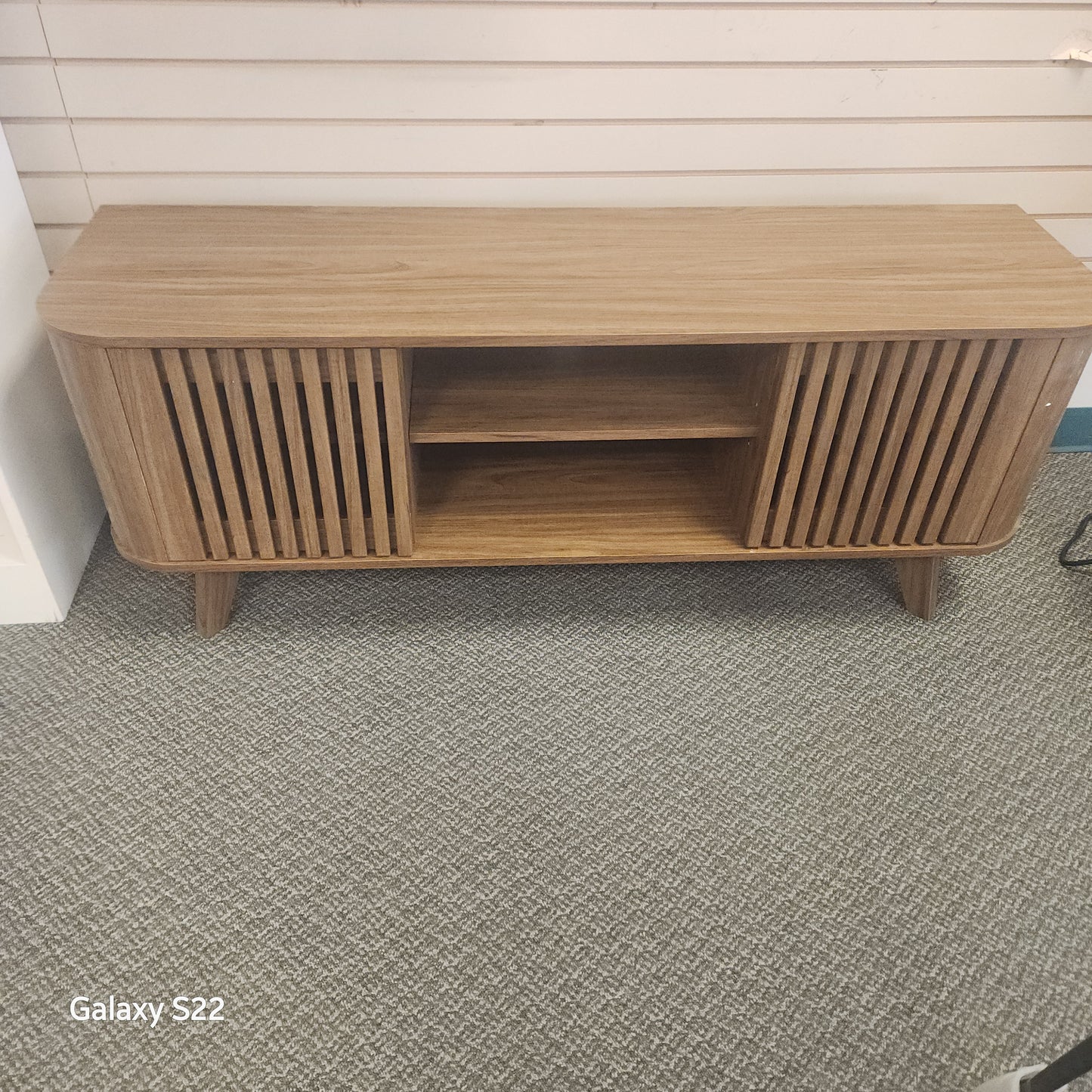 TV stand for TV's up to 60" with 2 Doors and Adjustable Shelves - Assembled