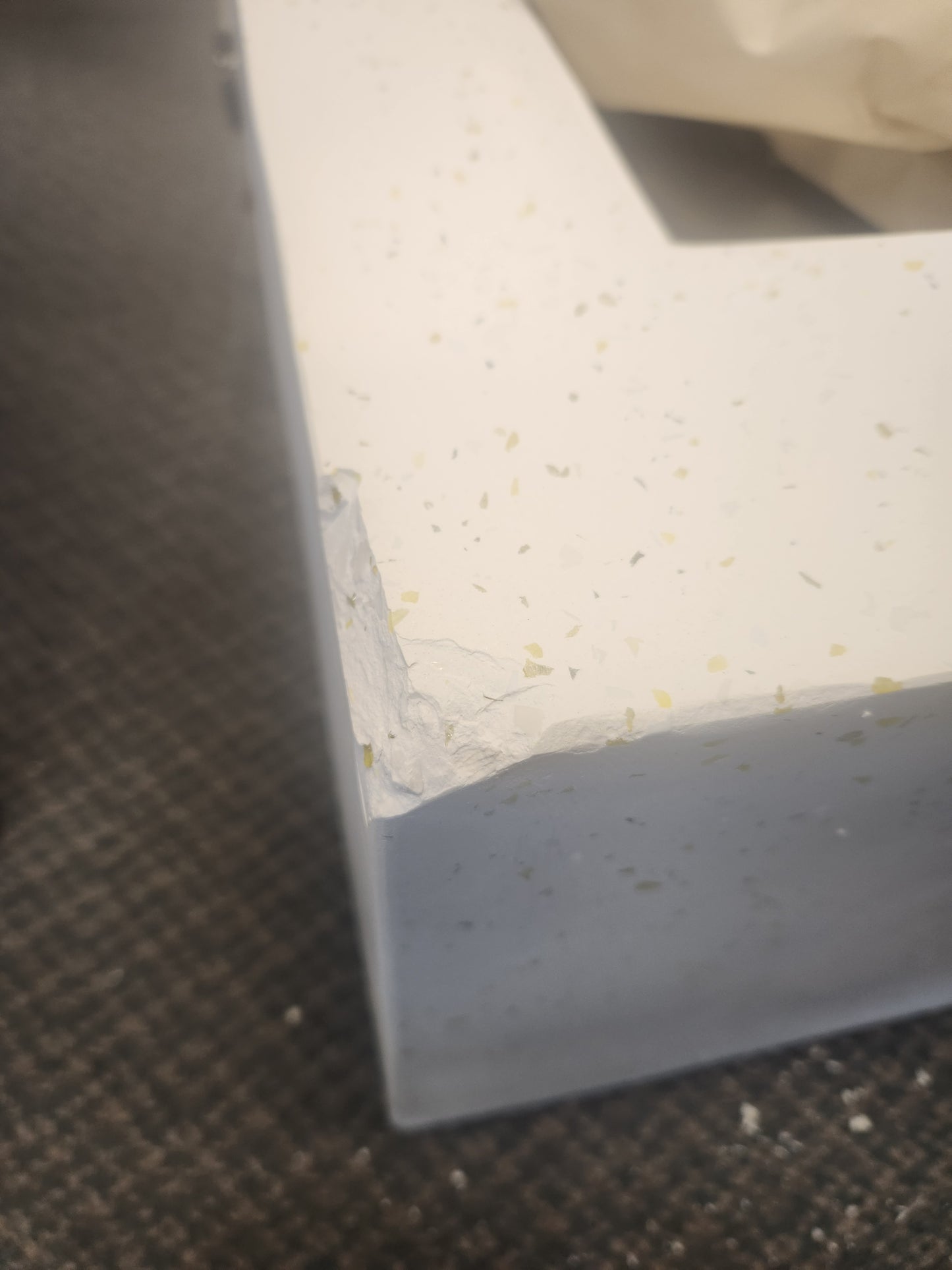 42 Inch 50 000 BTU Rectangle Terrazzo Fire Pit Table with PVC Cover-White (Scratch and Dent)