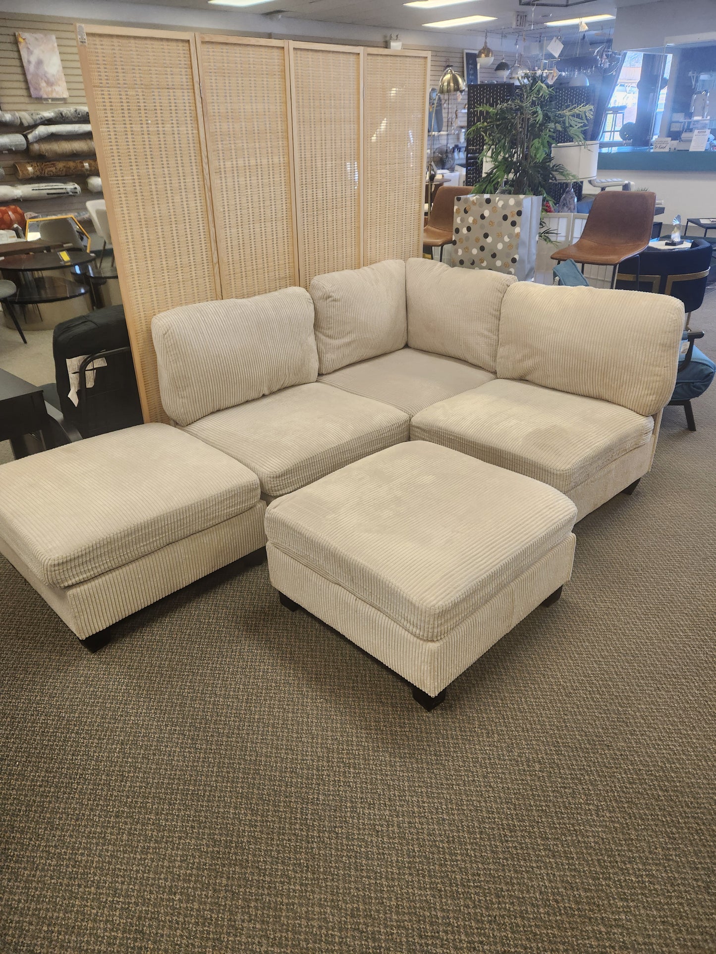 5 - Piece Corduroy Sectional - (Slightly Marked)