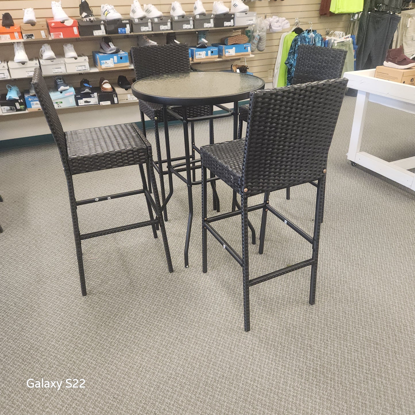 5 Pieces Outdoor Rattan Bistro Bar Stool Table Set