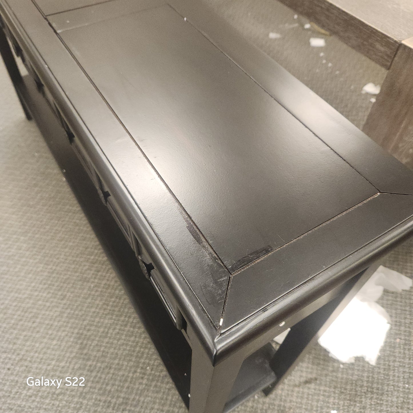 SPECIAL - 60 Inch Sofa Table with 4 Drawers and Open Shelf-Black (Shipping Damage)