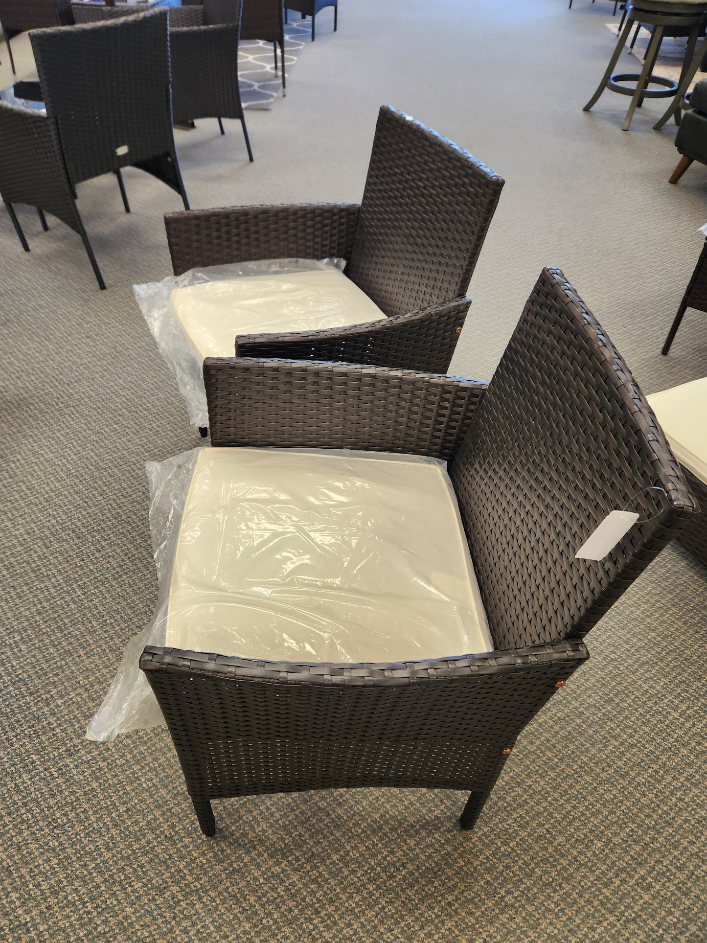 2 Piece Patio Rattan Chair Set with Cozy Seat Cushions-White (Fully Assembled)