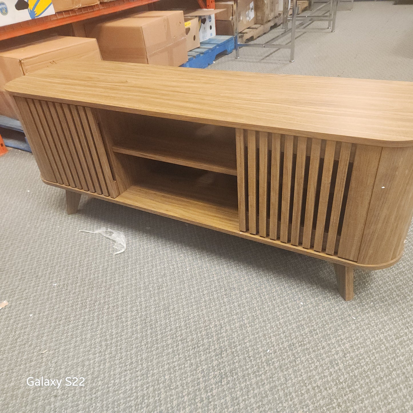 TV stand for TV's up to 60" with 2 Doors and Adjustable Shelves - Assembled