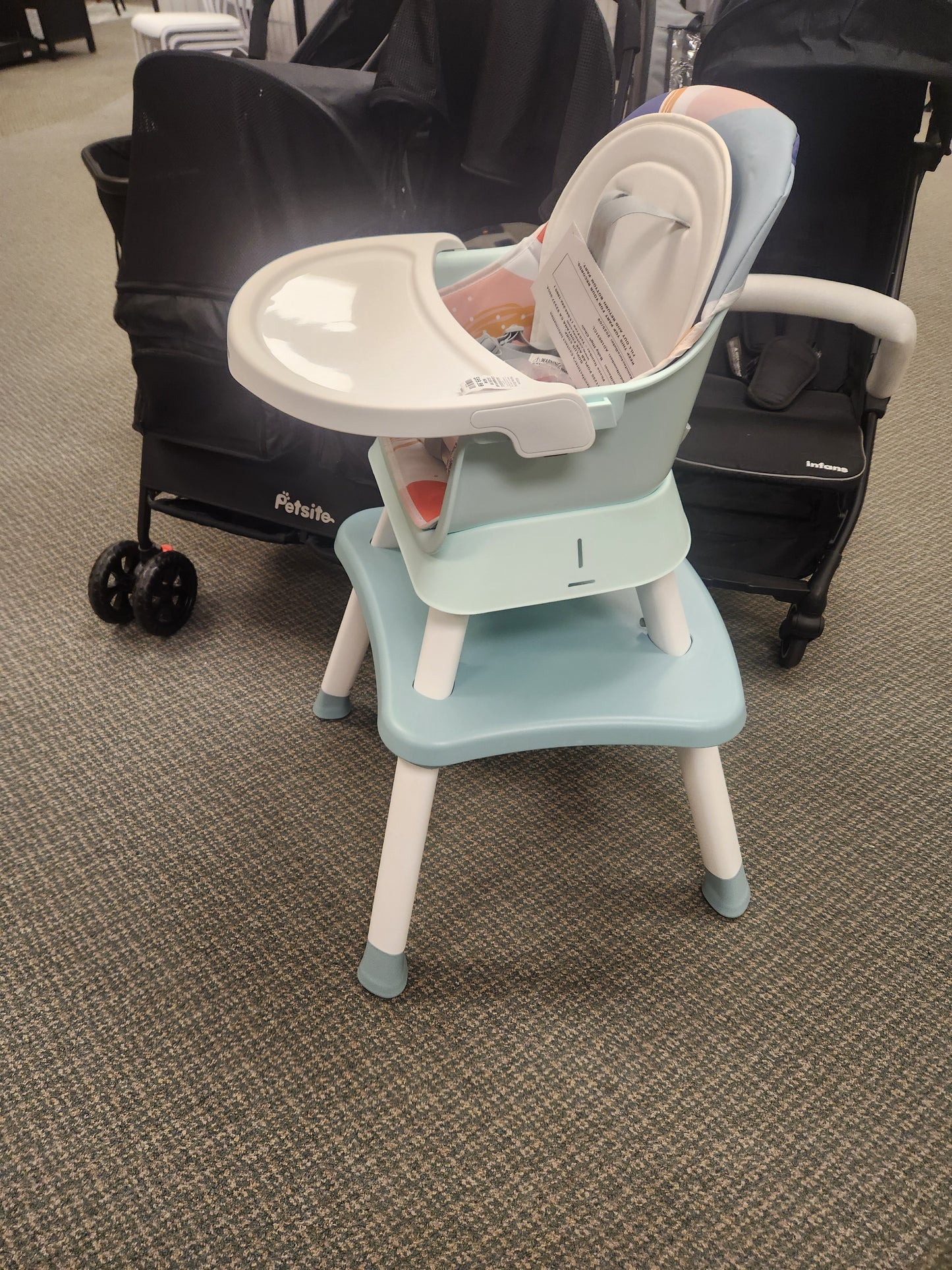 INFANS 8 in 1 Baby High Chair, Convertible Highchair for Babies and Toddlers - Light Blue