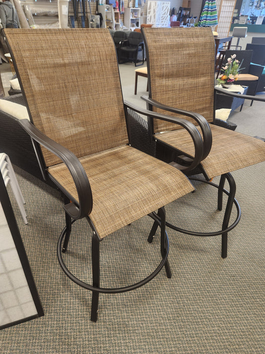 2 Pieces Patio 28", 360° Swivel Bar Chair Set  (Assembled)