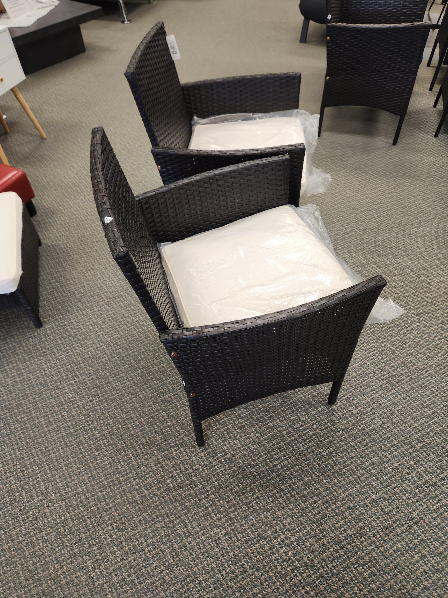 2 Piece Patio Rattan Chair Set with Cozy Seat Cushions-White (Fully Assembled)