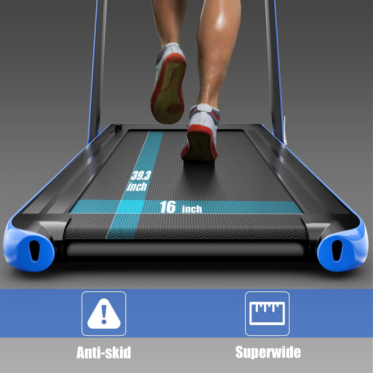 2.25HP 2 in 1 Folding Treadmill with APP Speaker Remote Control-Navy (Max: 265 lbs) [See description]