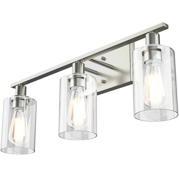 3-Light Wall Sconce Modern Bathroom Vanity Light Fixtures with Clear Glass Shade
