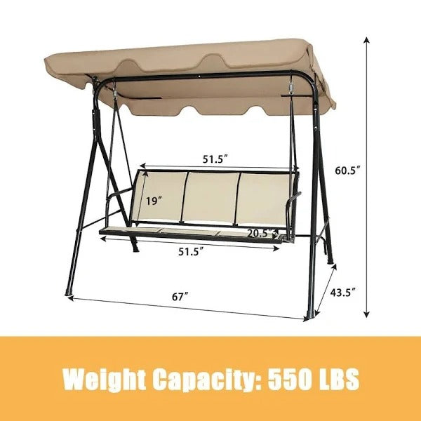Costway Converting Swing Canopy Hammock 3 Seats Patio Deck Furniture