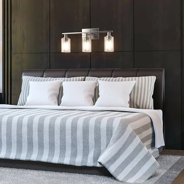 3-Light Wall Sconce Modern Bathroom Vanity Light Fixtures with Clear Glass Shade
