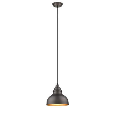 Chloe Lighting CH2D094RB08-DP1 Ironclad Industrial-Style 1 Light Rubbed Bronze Ceiling Mini Pendant - 8 in.