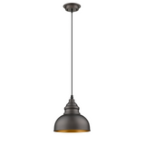 Chloe Lighting CH2D094RB08-DP1 Ironclad Industrial-Style 1 Light Rubbed Bronze Ceiling Mini Pendant - 8 in.