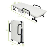 Folding Bed Adjustable Guest Single Bed Twin Mattress Portable - HW63963WH