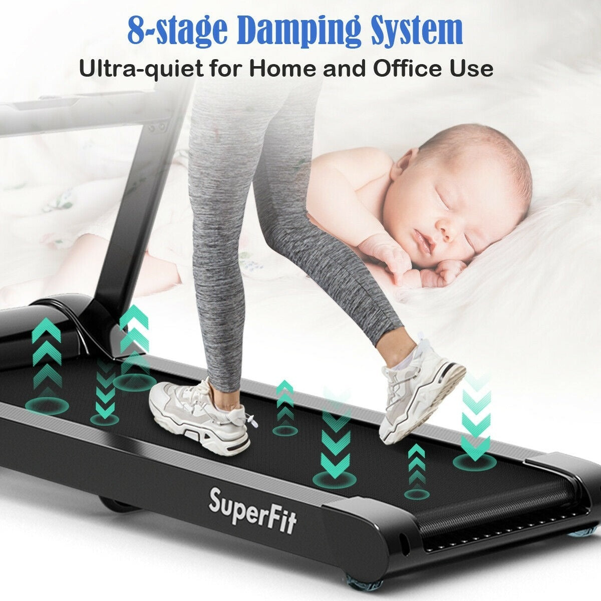 EXTRA 50%OFF, now just $199.99,  2.25HP Folding Treadmill Running Jogging Machine with LED Touch Display - SP37546BK